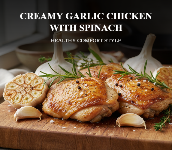 CREAMY GARLIC CHICKEN WITH SPINACH - HEALTHY COMFORT STYLE