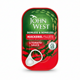 Buy cheap John West Skinless & Boneless Mackerel Fillets In Tomato Sauce 125g Online